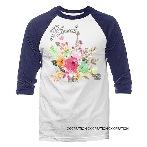 Blessed Christian Religious God Bible Church Jesus Christ 3/4 Sleeve Raglan. - Picture 4 of 10