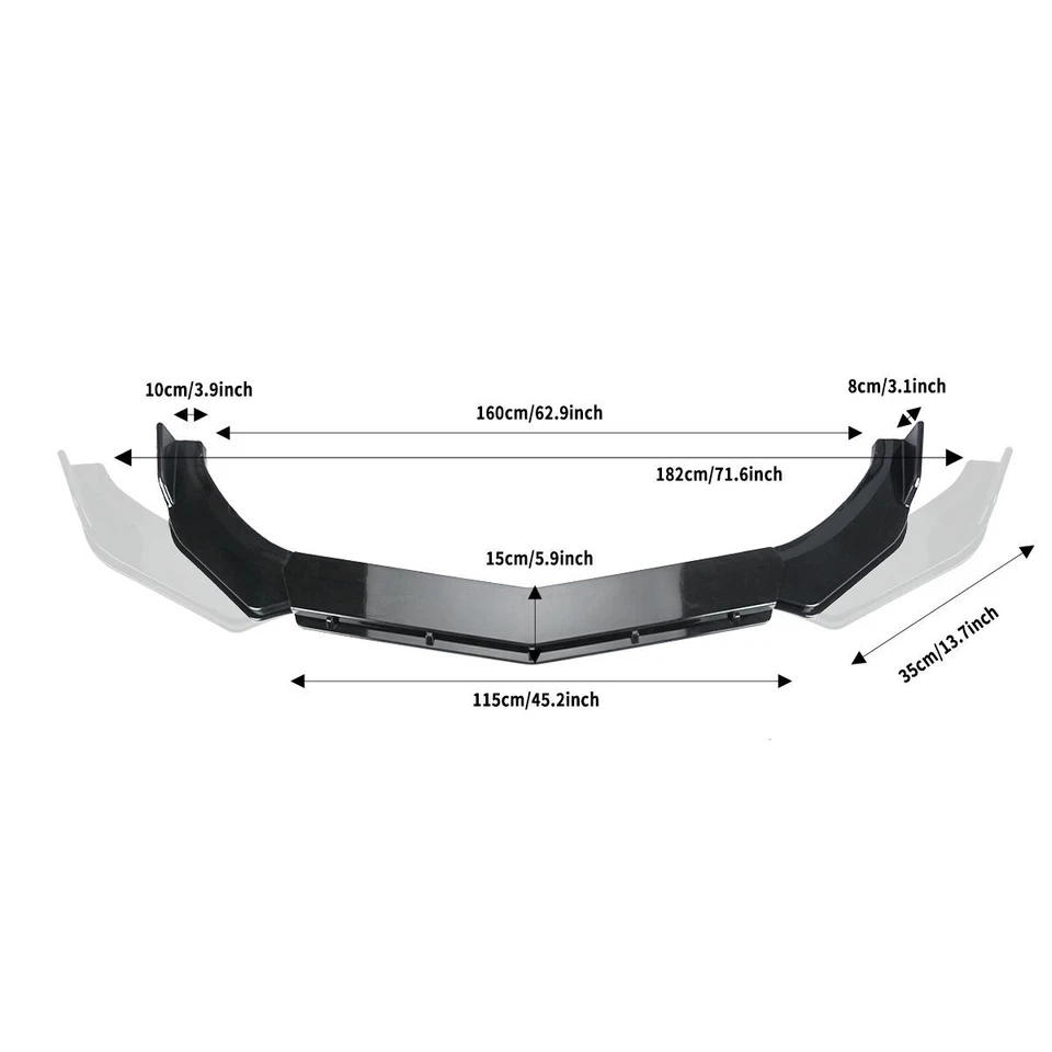 Gloss Front Bumper Lip Spoiler Canard Spiltter For BMW E60 E61 5-Series E90 E93 Foto 3 de 4