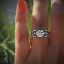 Solid 14k White Gold 2.45Ct Round Cut White Moissanite Engagement Ring in Size 6