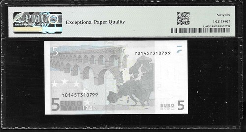 GREECE 5 EURO 2002 Duisenberg sig. printer N001F4 PMG 66EPQ GEM UNC! Very rare! - Picture 2 of 2