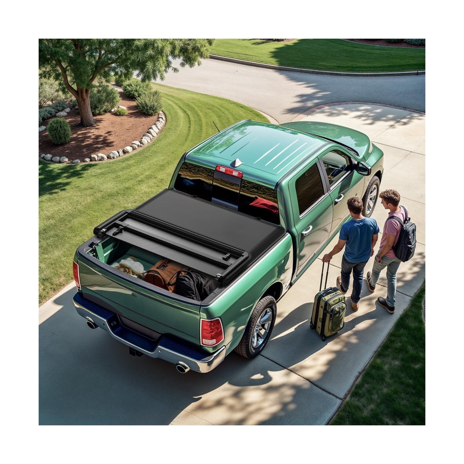 LEDKINGDOMUS Soft Tri-Fold Truck Bed Tonneau Cover Fits for F150 F-150 2...