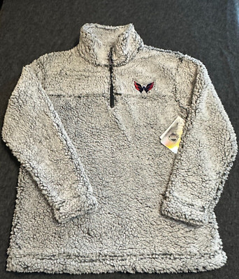NWT Washington Capitals Pullover Womens Small Gray Fleece Sherpa 1/4 C16
