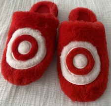 Target Sz Large Adult BULLSEYE SCUFF SLIPPERS Plush RED WHITE Plush W 9/10 M 7/8