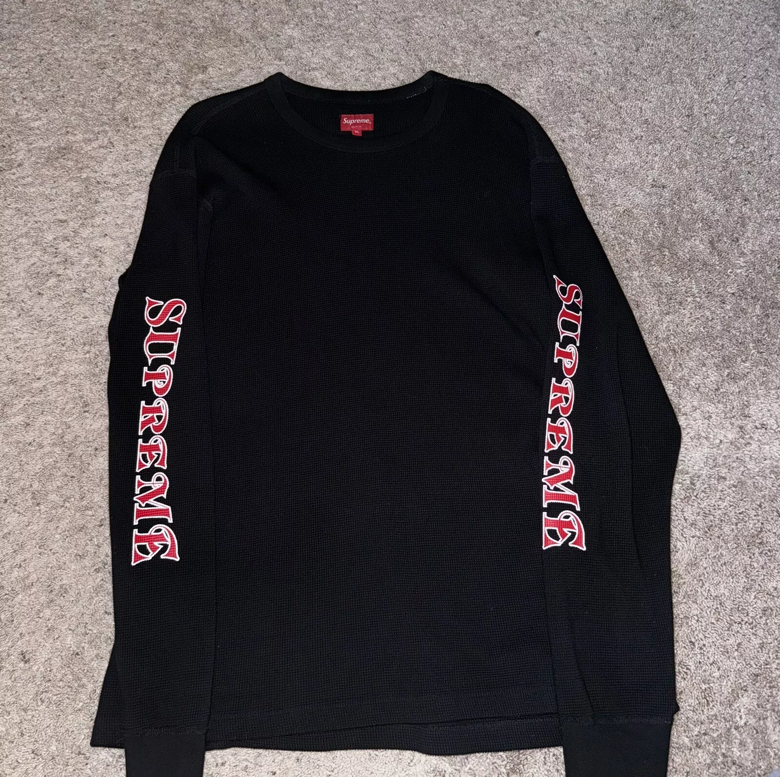Supreme FW17 Gaufré manches longues noir thermique taille XL