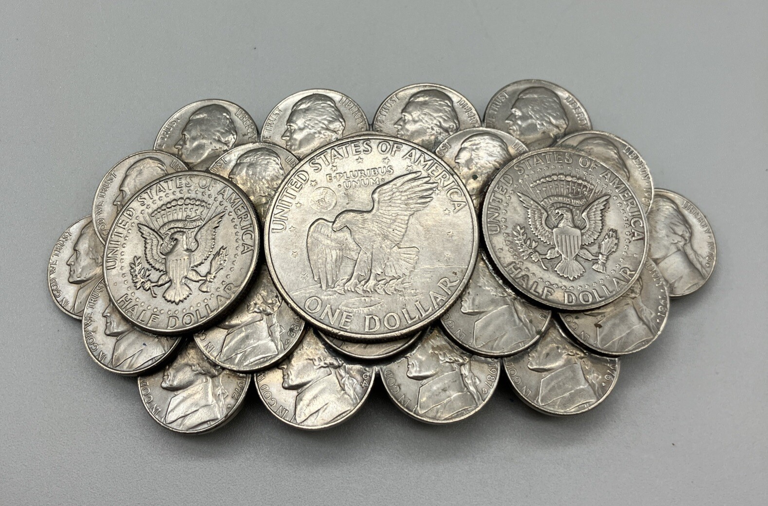 Coin Collectors Cluster Belt Buckle Handmade One Doll… - Gem