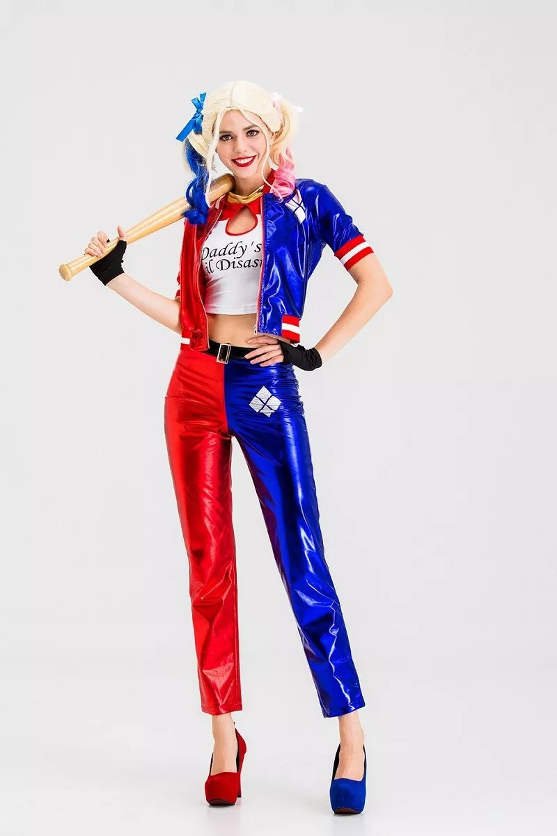 Cosplay Suicide Squad Harley Quinn Costume Full Set Adult Women Halloween  Suit