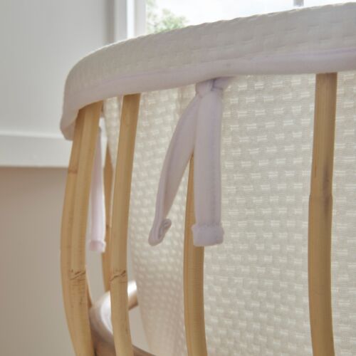 Aria Rattan Baby Crib, Mattress & Liner - 0-6months Bedside Co-Sleeping Cradle - Picture 4 of 11