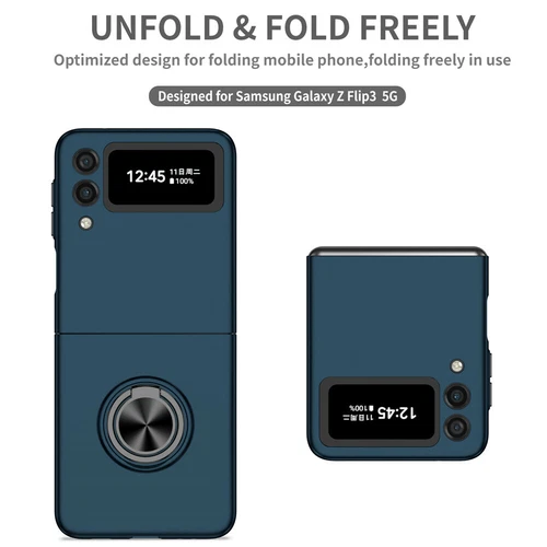 For-Samsung Galaxy Z Flip 4 3 5G Slim Matte Hard Case with Ring+Screen Protector - Picture 91 of 94