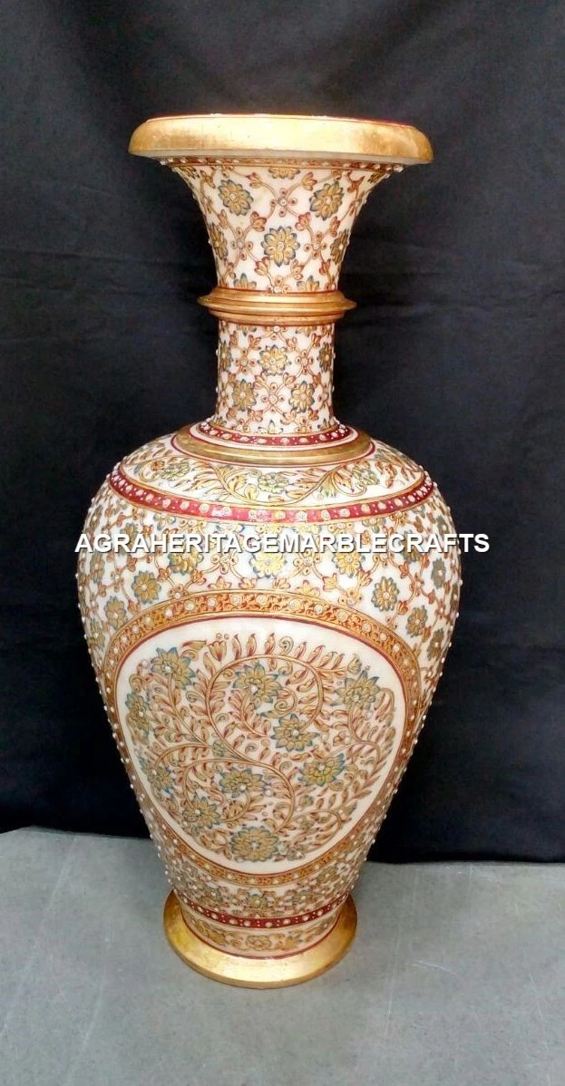 15" Gorgeous Marble Flower Vase Stunning Hand Painted Jaipuri Art For Gift H4164
Opens in a new wind