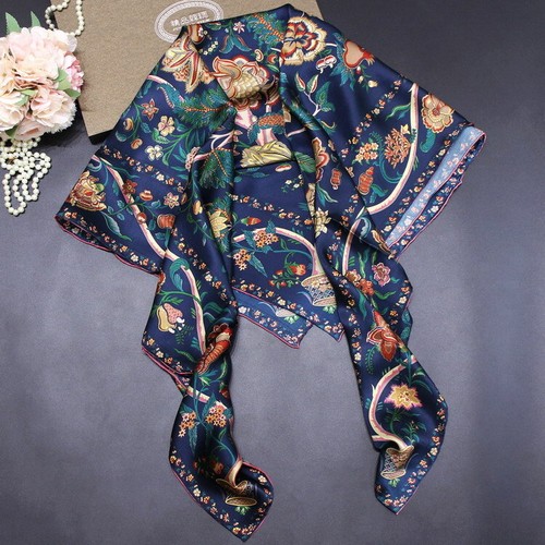 110cm Foulard Femme Carré de Soie ,Écharpe de 100% soie,Châle 16 Momme,Cadeaux - Picture 53 of 66