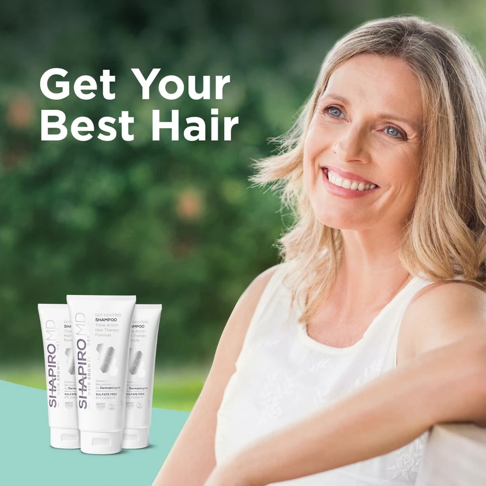 Champú para pérdida de cabello Shapiro MD, fórmula vegana con bloqueadores DHT para adelgazar el cabello Foto 2 de 4