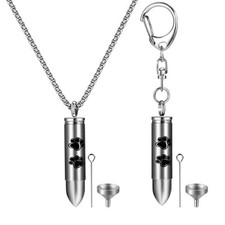 Dog Cat Paw Bullet Urn Memorial Ash Pendant Cremation Necklace Keychain Keepsake