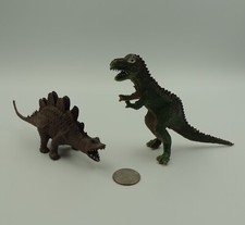 Tyrannosaurus Rex  Stegosaurus Dinosaur Lot 1993 PEA Toy Figure Rubber Italy