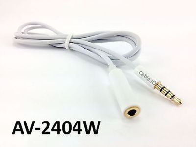 4ft 4-Position 3.5mm Stereo TRRS Audio Headset Extension Cable White, AV-2404W
