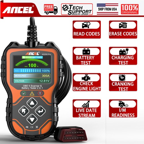 ANCEL AS200 Pro OBD2 Scanner Engine Diagnostic Charging Battery Health Test