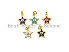 Enamel Colorful Star Charm Pendant,CZ Micro Pave Oil Drop pendant,Enamel