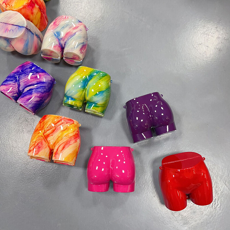 New Acrylic Gold Silver Lipstick Bag Funny Butt Shape Mini Chain