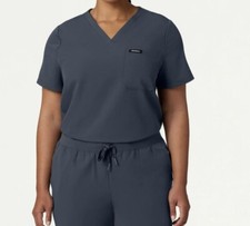 NWT Jaanuu Rhena Essential 1 Pocket Scrub Top Carbon Gray Classic Fit Womens 1X