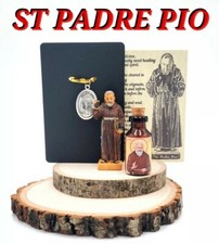 San Padre Pio stimmate curative santo italiano santa medaglia beato olio statua NUOVO