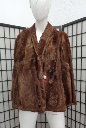 BROWN GOAT FUR COAT JACKET WOMEN WOMAN 