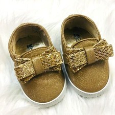 NWT MICHAEL MICHAEL KORS sz 3 Baby Shoes Soft Sole Slip On Metallic Bows Gold