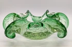Vintage Murano Art Glass Bowl Clear Green Bullicante Ashtray Stamped Venetian