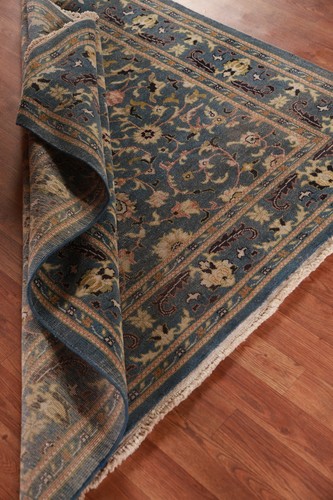 Square Floral Blue Oushak Vegetable Dye Area Rug 5x5 Hand-made Egyptain Carpet - Picture 15 of 18