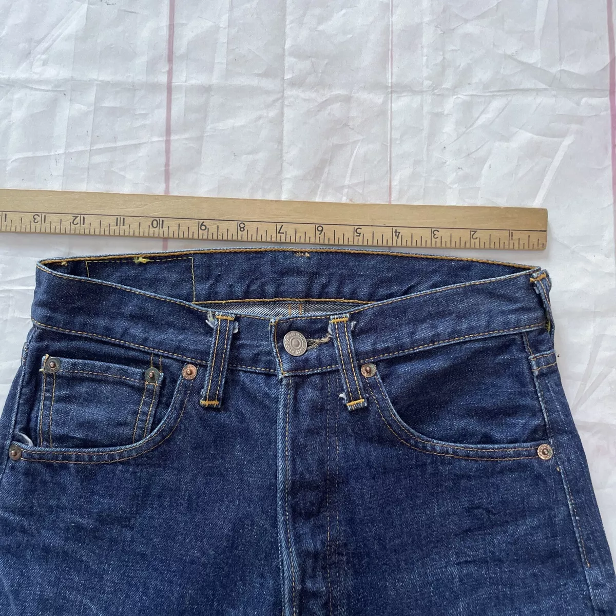 Vintage 1960s Levis 501-S Big E Redline Selvedge Blue Denim Jeans Single Stitch