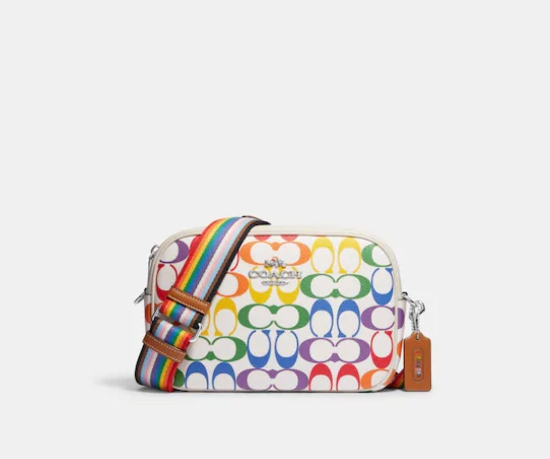 Coach Jamie Camera Bag Crossbody In Rainbow Signature Canvas NWT
