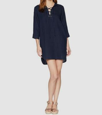Allen Allen 3/4 Sleeve Tie Front Dress Women's Dress Lapis : SM (Women's 4-6) Allen Allen 3/4 Sleeve Tie Front Dress Women's Dress Lapis : SM (Women's 4-6)