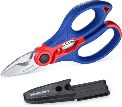 WORKPRO Stainless Electricians Scissors, 6.4'' Professional Red, Blue 