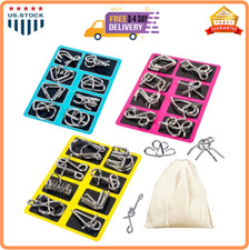 Metal Wire Puzzle Set of 24 with Pouch,Brain Teaser IQ Test Trick Toy for Party