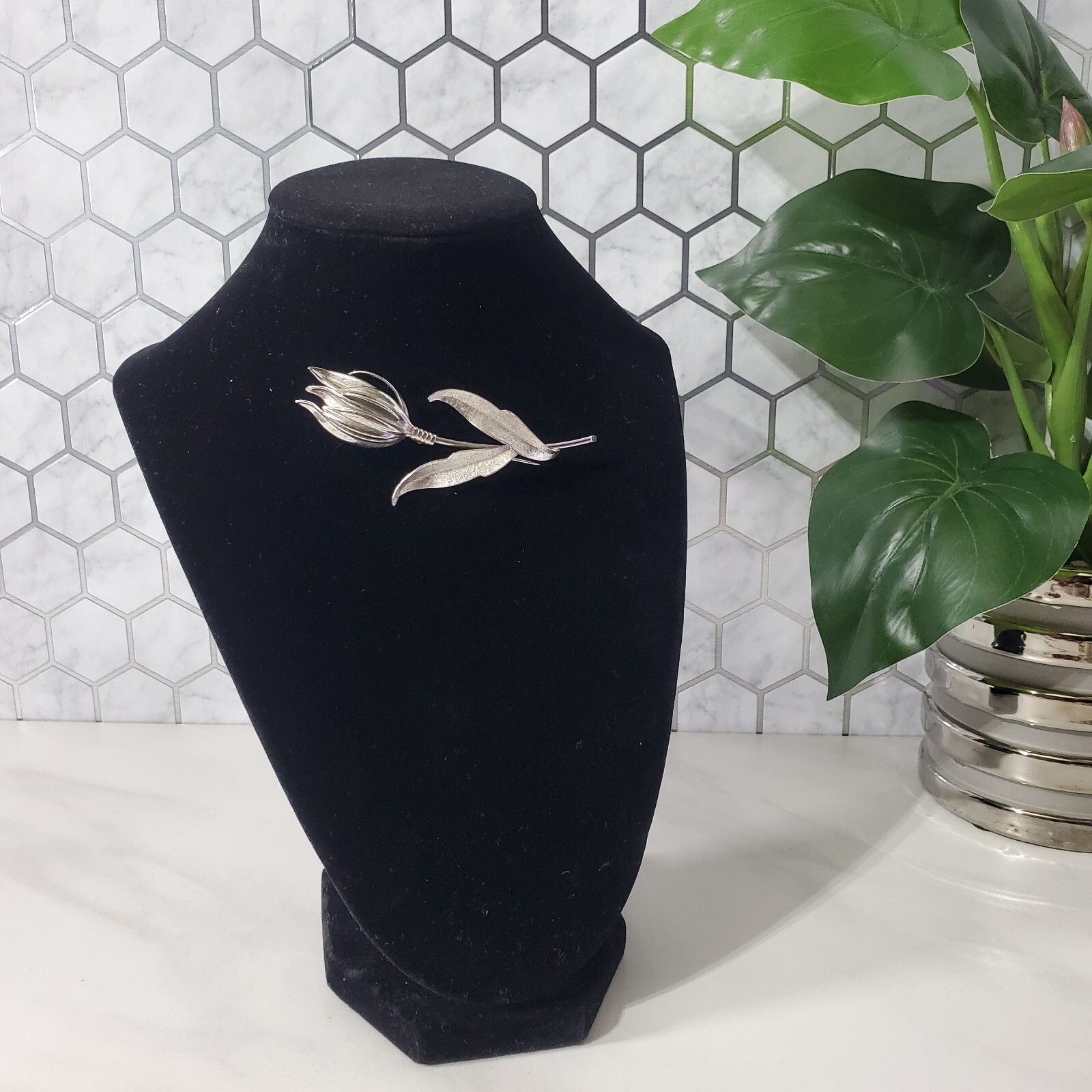 Vintage Van Dell Sterling Silver Tulip Floral Pin Brooch