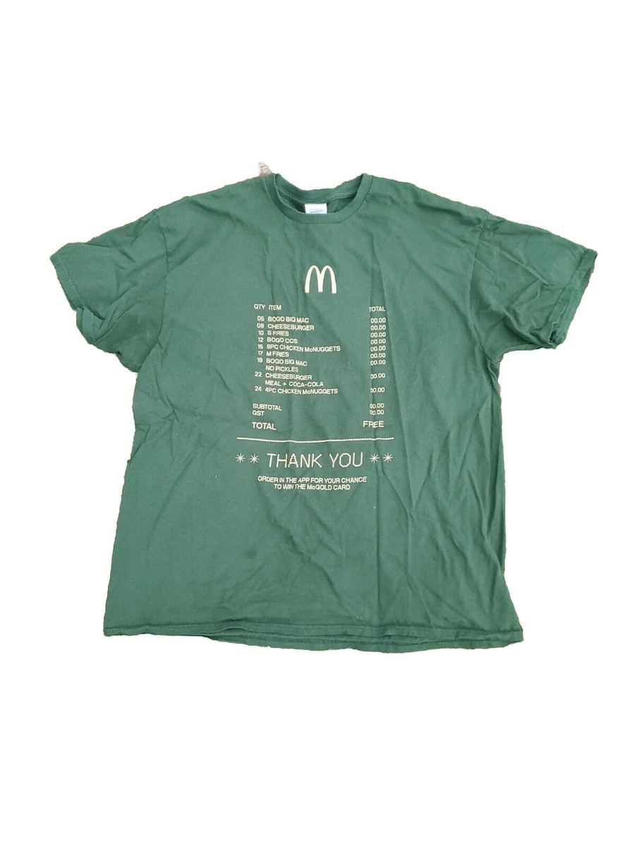 McDonald's McGold Card Receipt Thank You Green Crew T-Shirt Men's XL