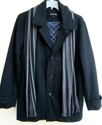 CALVIN KLEIN..BLACK..WOOL BLEND..JACKET..QUILTED LINING..MEN sz LARGE
