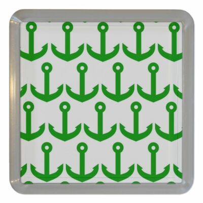 Anker Grün Muster Kunststoff Teeuntersetzer Bierdeckel Kunststoff (95 mm x 95 mm)