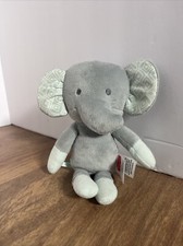 Fisher Price Gray Elephant Plush Green crinkle ears soft Baby Toy