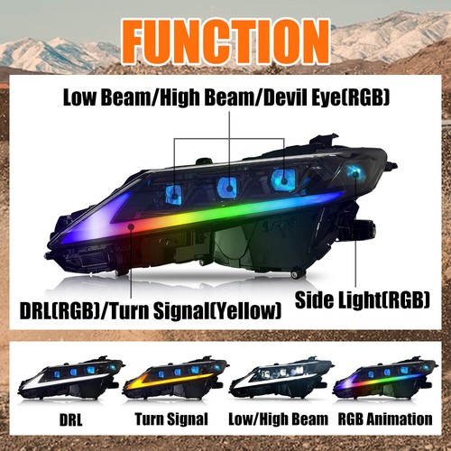 RGB LED Headlights For Toyota Camry LE SE XLE XSE TRD 2018-2022 DRL Assembly - Picture 4 of 13