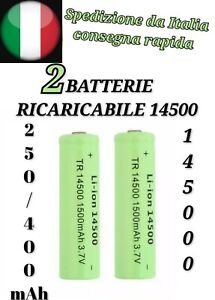 2x Batterie ricaricabile 14500 1500 mAh 3.7V Li-ion Litio 