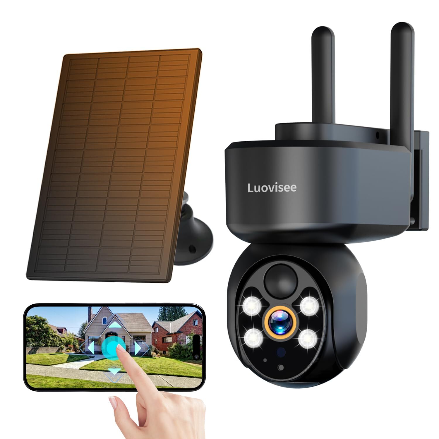 2K Solar Security Camera Wireless Outdoor,WiFi Cameras for Home Security Batt...