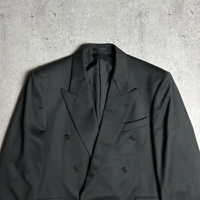 ジャケット SAINT LAURENT GREY WOOL BLAZER Yves Saint Laurent YSL Wool Blazer Gray Stripe Sport Coat