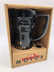 AmericaWare-Feltman-Langer-Motor-Mug-Chevrolet-Car-Coffee-Travel-Lid-NIB-Chevy