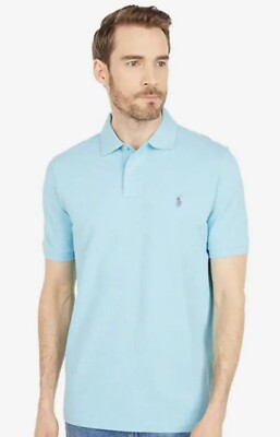 Polo Ralph Lauren Men's Custom Slim Fit Mesh Polo Shirt Blue