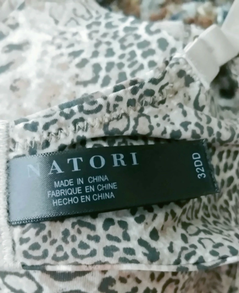 Sujetador NATORI Talla 32DD Satinado Encaje Estampado Animal Negro/Bronceado Acolchado Correas con Aros Foto 4 de 4