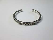 Vintage Silver Cross Lily Crest Open Bangle Men's Bracelet Alloy Jewelry