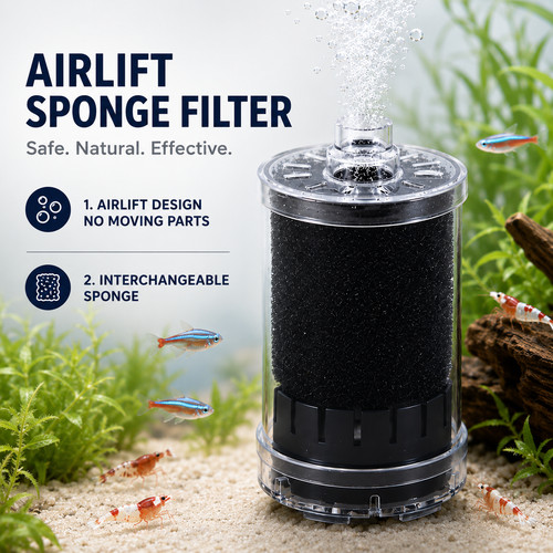 MT Aquatic Airlift Sponge Filter Biological Filtration Shrimp Safe Aquarium