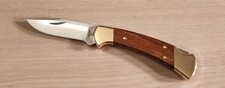 Buck Knives 112 Custom Ironwood Handle Brown Leather Sheath Brass Bolsters 420HC