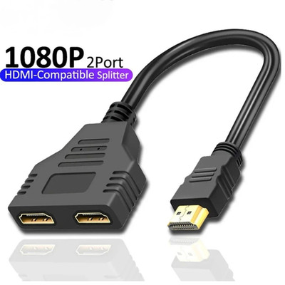 HDMI Cable 2 Dual Port Y Splitter 1 In 2 Out HD 4K 1080P Cable Adapter For LCD T