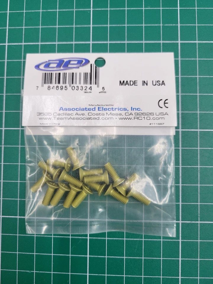 Vintage Team Associated RC10 Chassis Screws A-Stamp Gold Pan Discontiued #3324 - Image 2 of 2