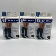  3 Truform 9808 Compression Stockings, BLACK 15-20 mmHg, Below Knee